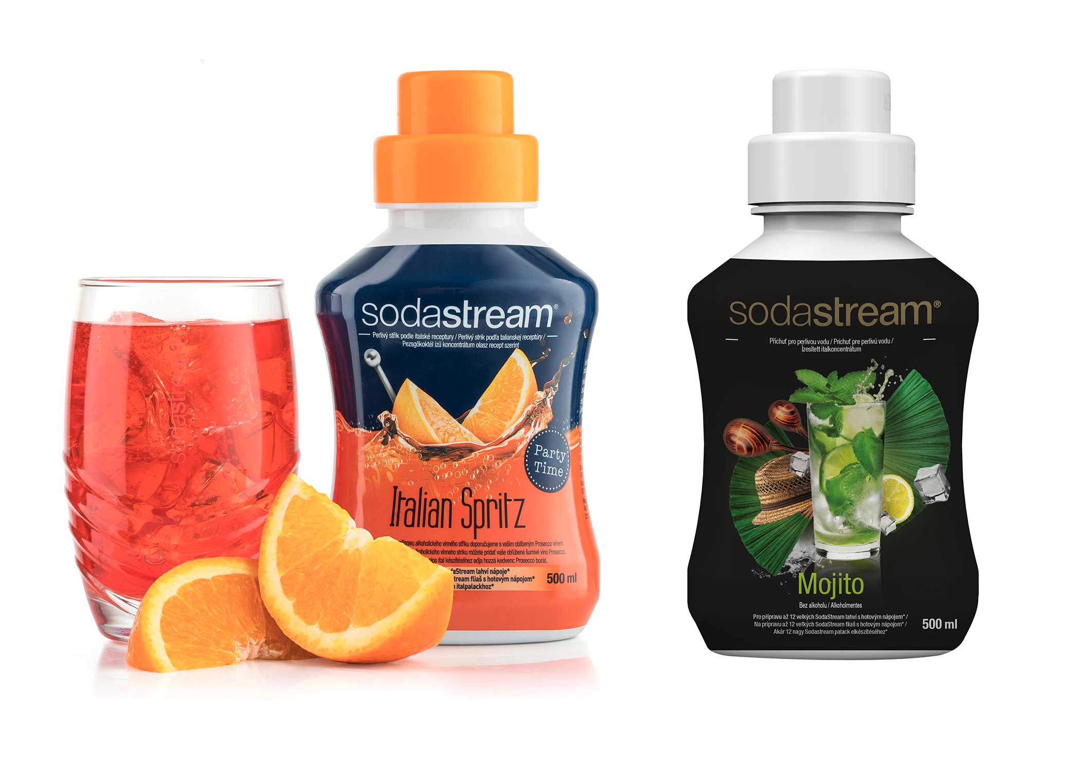 koncentrované příchutě SodaStream Mojito a Italian Spritz